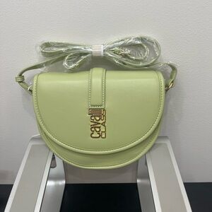 Cavalli Class Marina Saddle Flap Crossbody Bag Light Green MSRP:$98